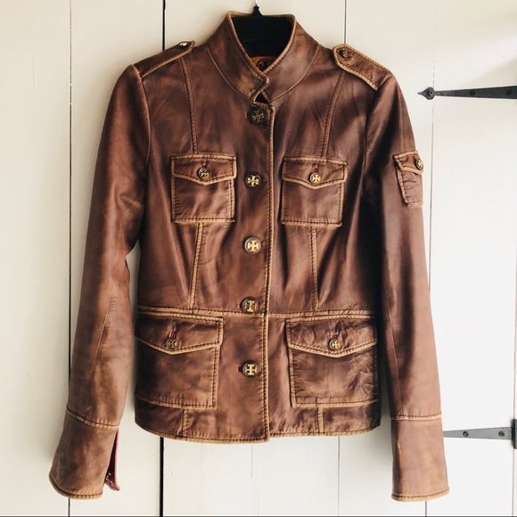 Tory Burch Jackets & Blazers - Tory Burch Sz8 Leather Jacket Honey Brown